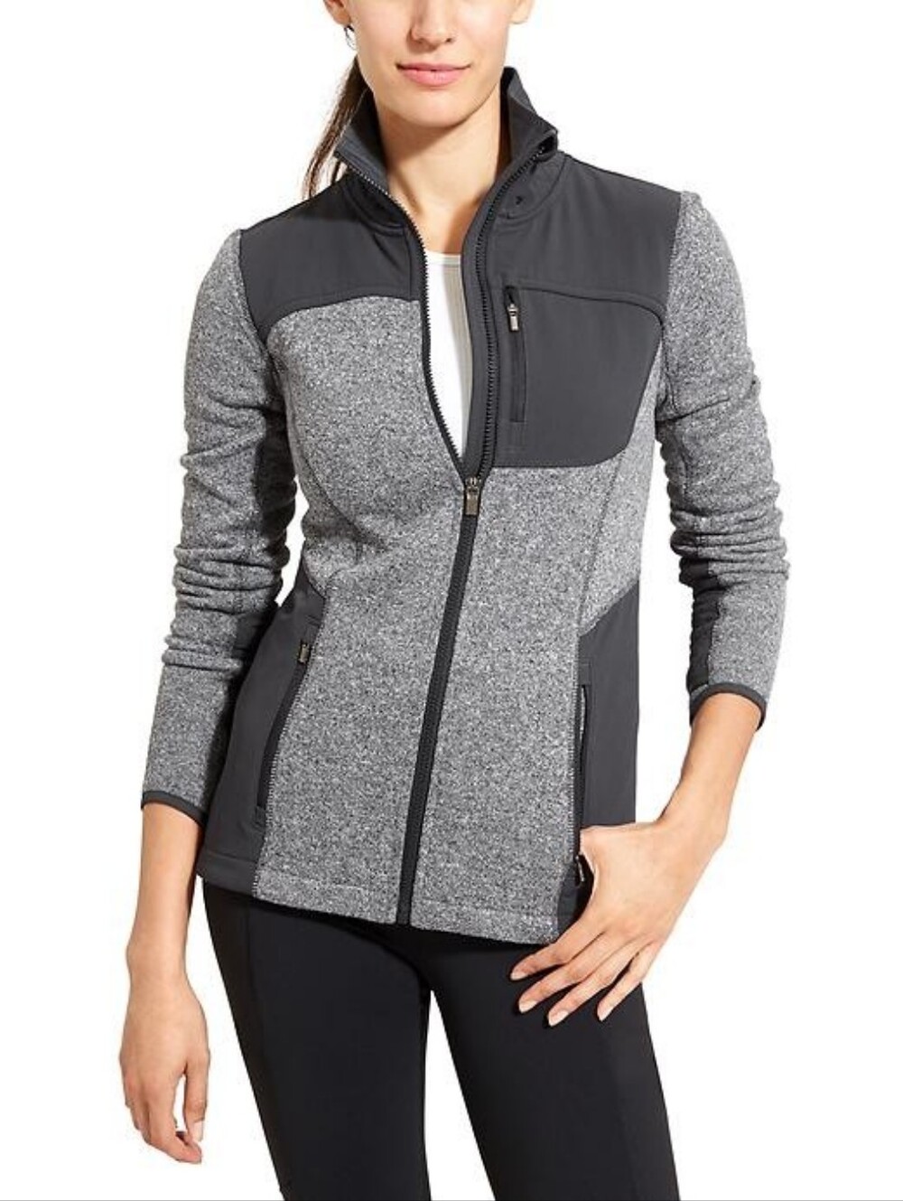 Athleta Truckee Fleece Full Zip Jacket Grey XS Like New